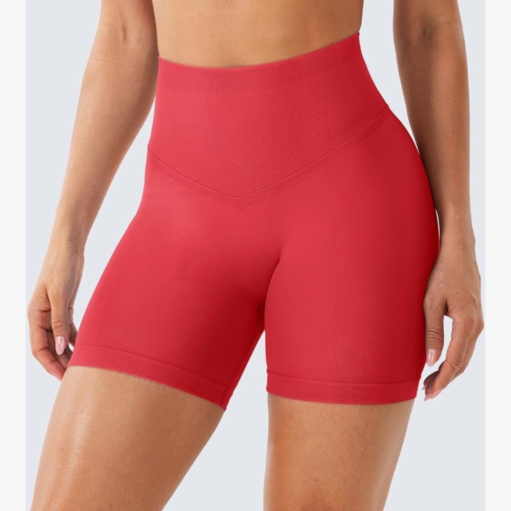 Amazon Red Bike Shorts High-Waisted Athletic